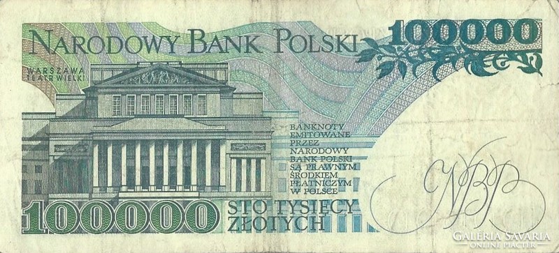 100000 Zloty zlotych Poland 1990 1.