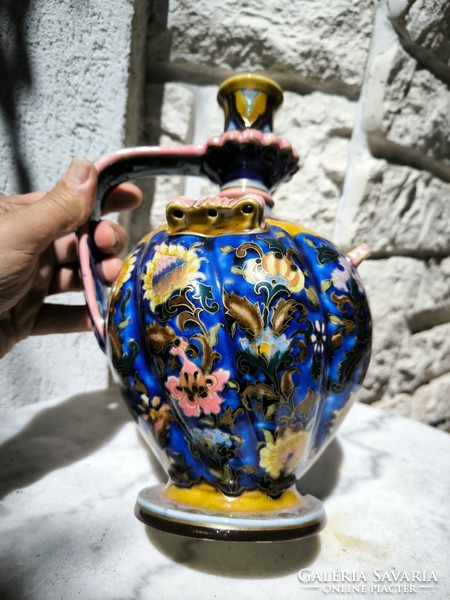 Antique Zsolnay jug decorative jug after Turkish pattern historicizing