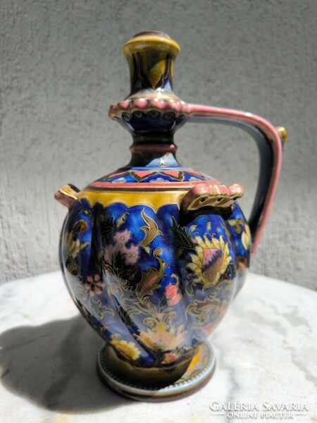 Antique Zsolnay jug decorative jug after Turkish pattern historicizing