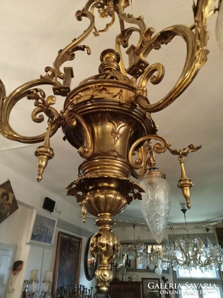 Antique gilded bronze castle chandelier