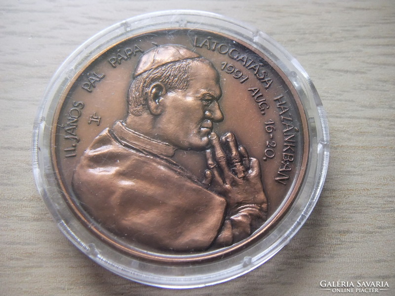Silver and bronze commemorative medal of Pope János Pál II, 2 pairs of large coins in sealed capsules