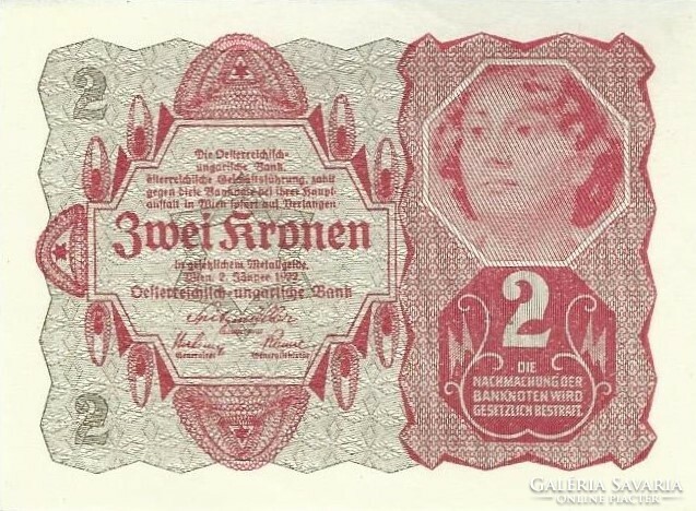 2 Korona kronen 1922 austria aunc