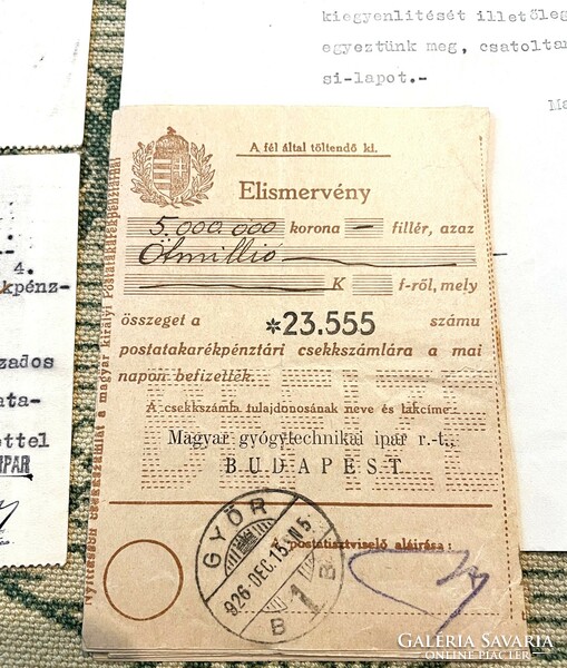 Siemens Reiniger Veifa levél, postai befizetőlap és levelezőlapok postabélyegzővel 1926-27.