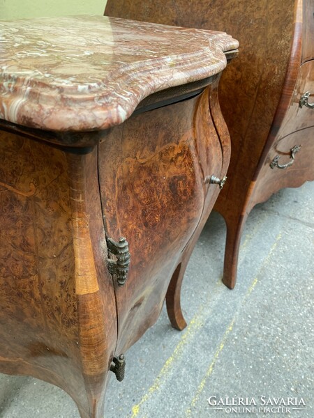 Chest of drawers, bedside cabinets with marble top
