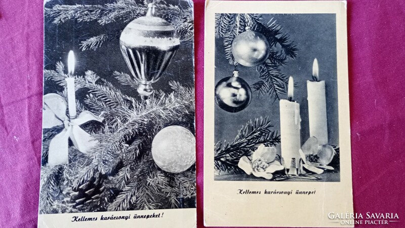 1953-1957. Karácsonyi, és Új évi üdvözlőlapok , 4 db