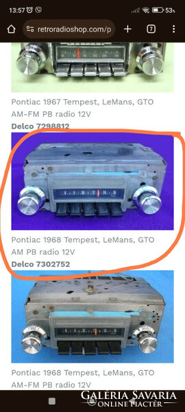 Pontiac 1968 Tempest, LeMans, GTO AM PB rádio 12V Delco 7302752 oldtimer vintage