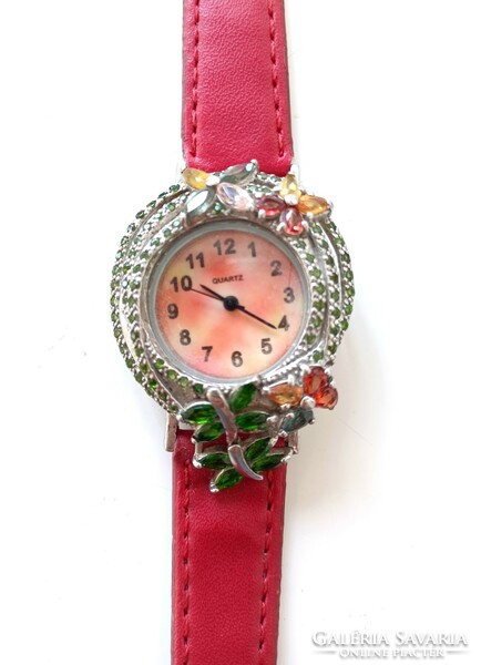 925 Silver women's watch with sapphire and tsavorite