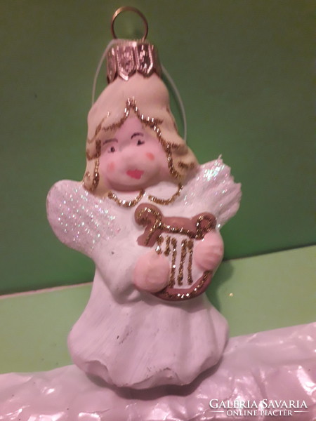 Gyönyörű extra üveg figurális angyalka karácsonyfadísz hibátlan kézimunka