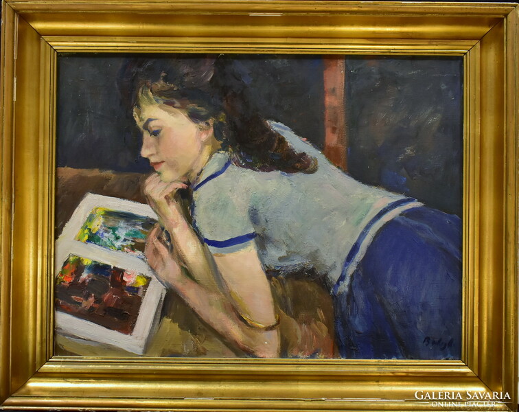 András Balogh (1919-1992): reading girl