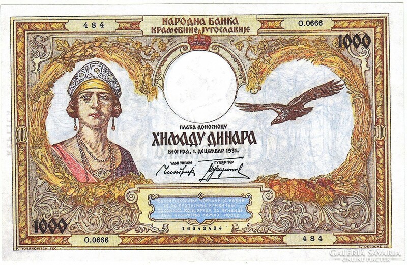 Jugoszlávia 1000 dinár 1931 REPLIKA UNC
