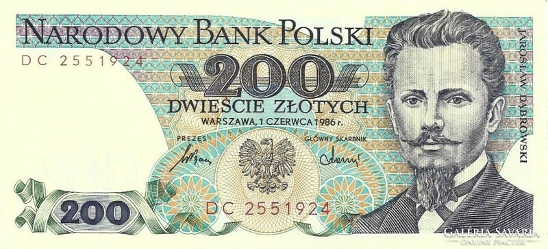 200 zloty zlotych Lengyelország 1986 aUNC