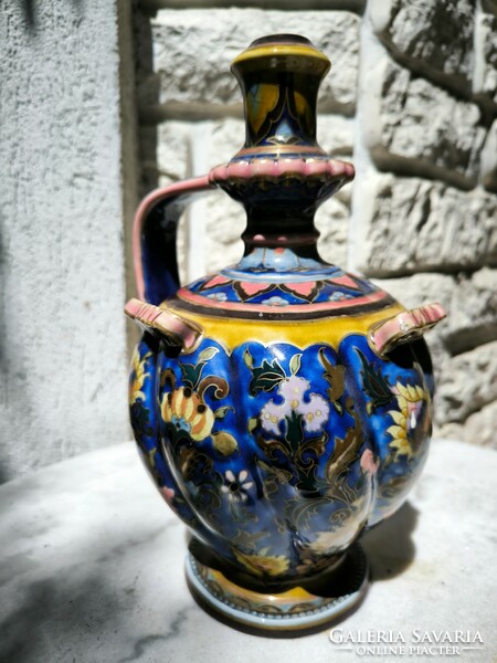 Antique Zsolnay jug decorative jug after Turkish pattern historicizing