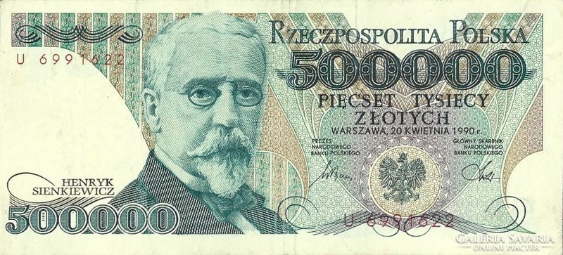 500000 zloty zlotych Lengyelország 1990 Ritka