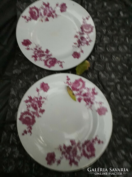 Porcelain white burgundy floral plates 24 cm 2 pcs.