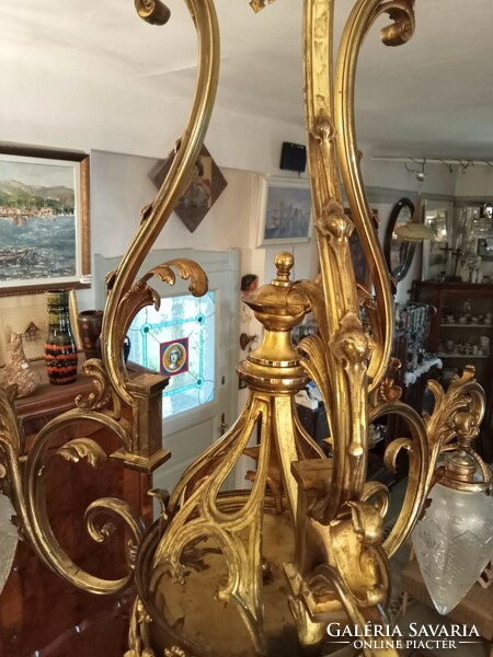 Antique gilded bronze castle chandelier