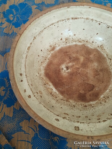 Antique, hard earthenware bowl - glazed