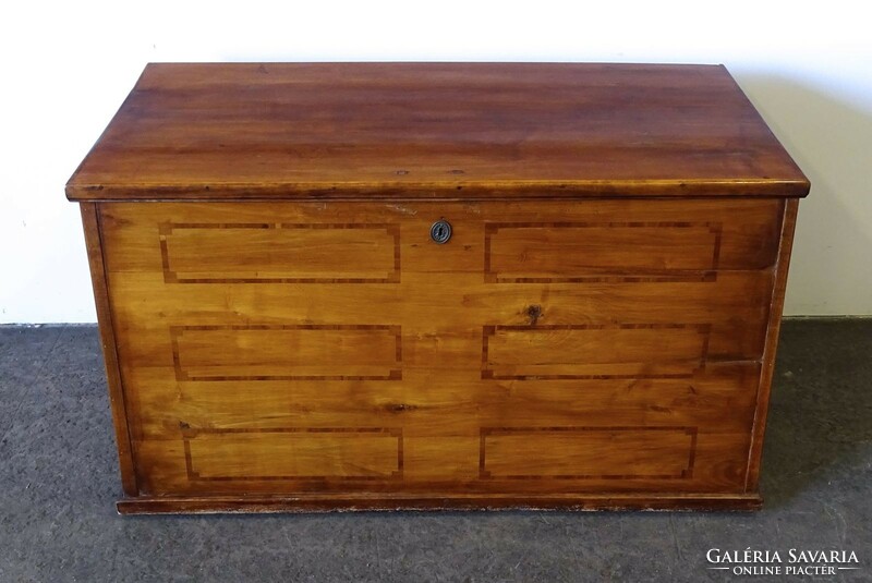 1R272 antique huge size biedermeier cherry wood chest dowry chest 76 x 70 x 133 cm