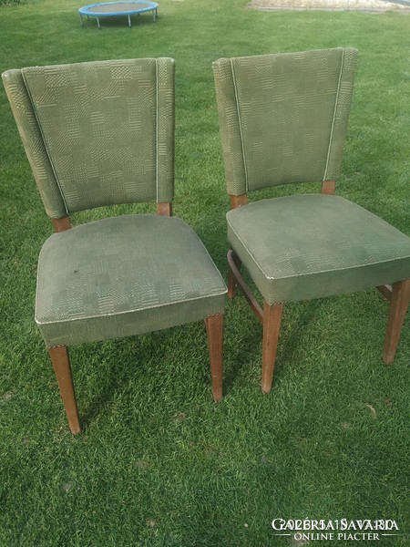 2 retro, green upholstered chairs for sale!