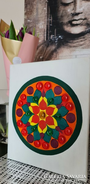 Tavasz Mandala, vászon, akril festék