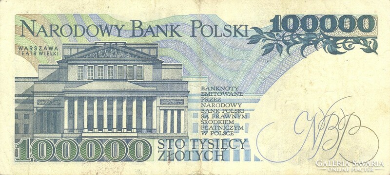 100000 Zloty zlotych Poland 1990 2.