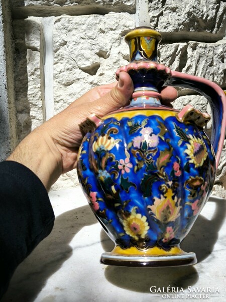 Antique Zsolnay jug decorative jug after Turkish pattern historicizing