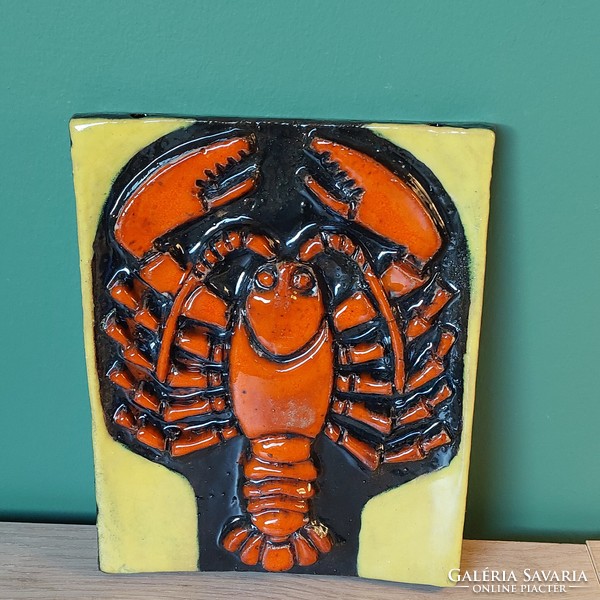 Zsolnay pyrogranite ceramic crab wall decoration