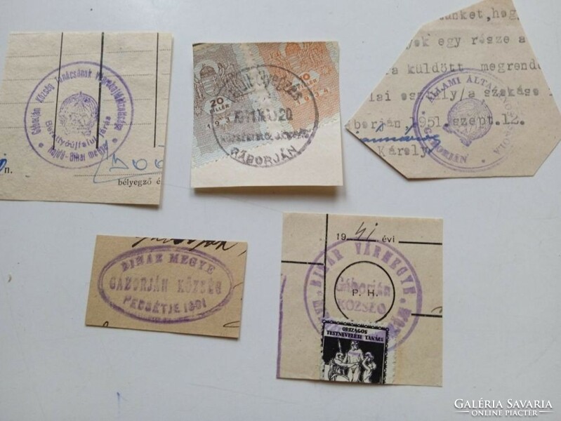 D202583 GÁBORJÁN - (Bihar vm.)    régi bélyegző-lenyomatok  5  db.   kb 1900-1950's