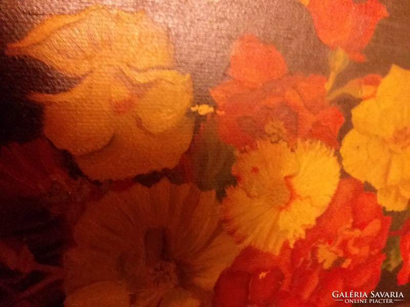Virágcsendélet hamutállal olaj festmény