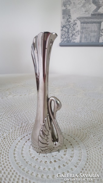 Csodaszép ezüstözött,egyszálas hattyú alakú váza