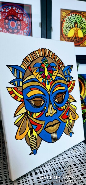 African mask canvas image