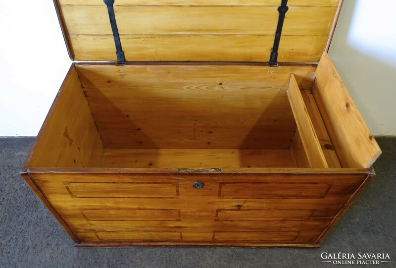1R272 antique huge size biedermeier cherry wood chest dowry chest 76 x 70 x 133 cm
