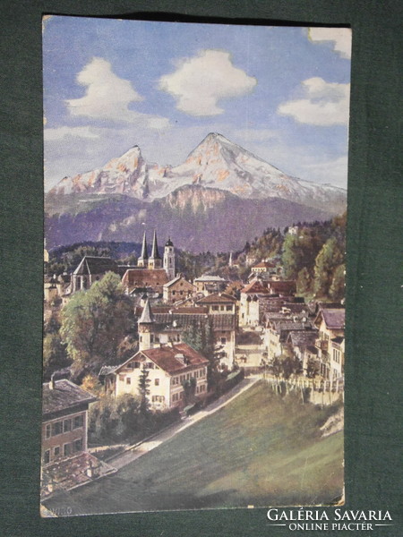Postcard, Germany, Berchtesgaden with Watzmann, panorama, view, 1920-