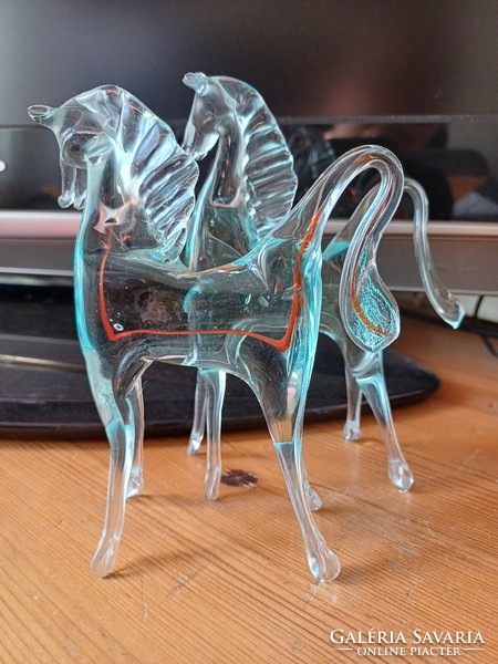 Muranoi jellegű  üveg ló  figura