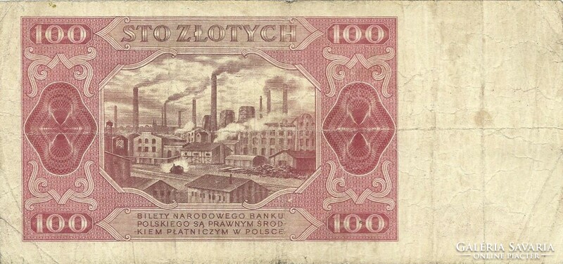 100 zloty zlotych 1948 Lengyelország 2. Kerettel