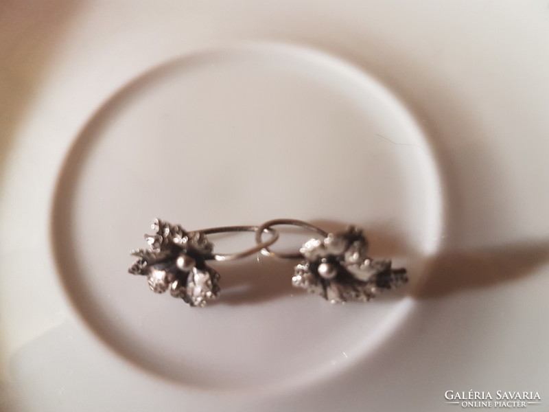 Art Nouveau style ----, 1940s ----- graceful silver earrings tested - handmade, ------