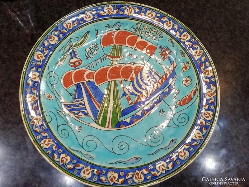 Kütahya handmade large wall plate, decorative plate