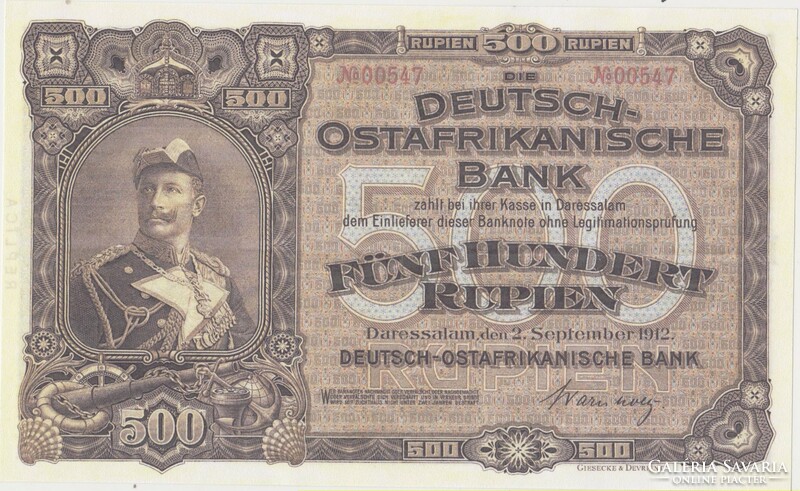 Német Kelet-Afrika 500 rupia REPLIKA 1905 UNC