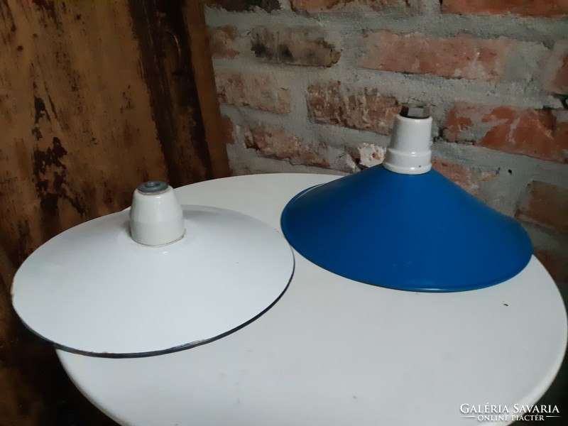 Blue painted lamp with porcelain socket