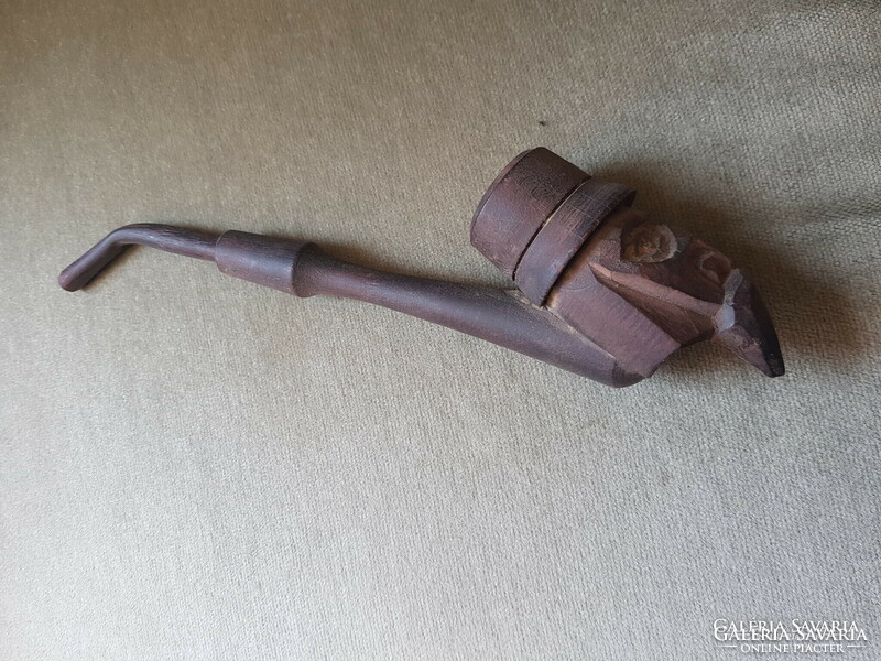 Transylvanian carved wooden pipe carving decoration
