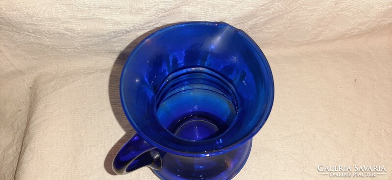 Antique Transylvanian blue huta glass jug