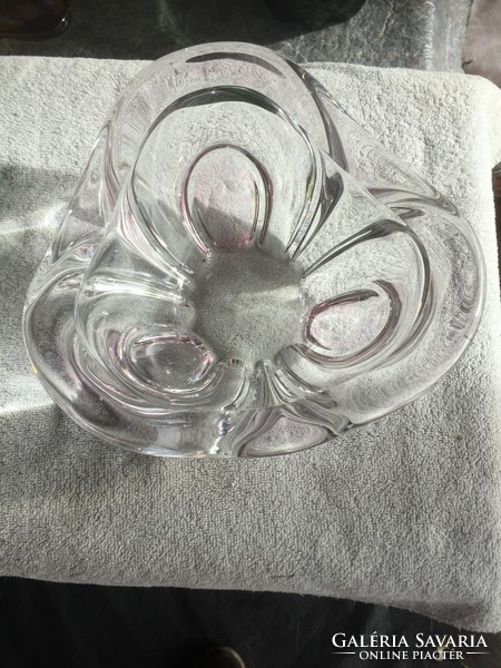 Pale pink crystal glass bowl, offering, table centerpiece (201)