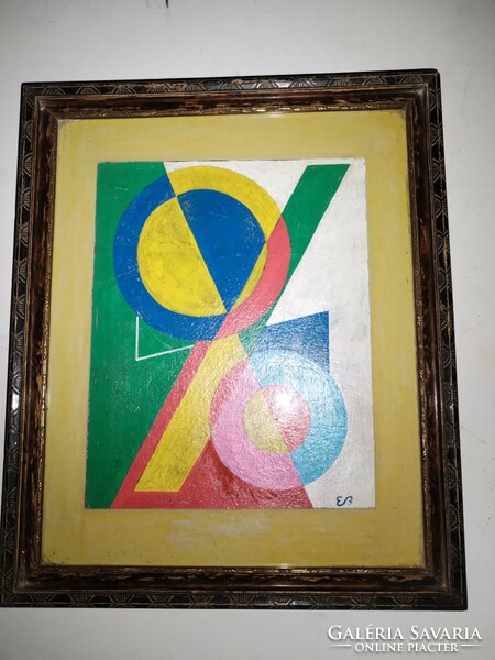Abstract painting. A beautiful old painting attributed to a famous Hungarian painter. Signed.