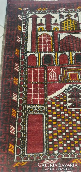 3311 Afgán beluchi kézi csomó gyapjú perzsa szőnyeg 76X96CM INGYEN FUTÁR