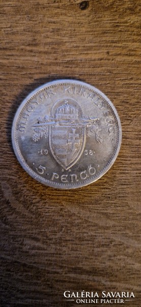 Silver Hungarian 5 pence 1938