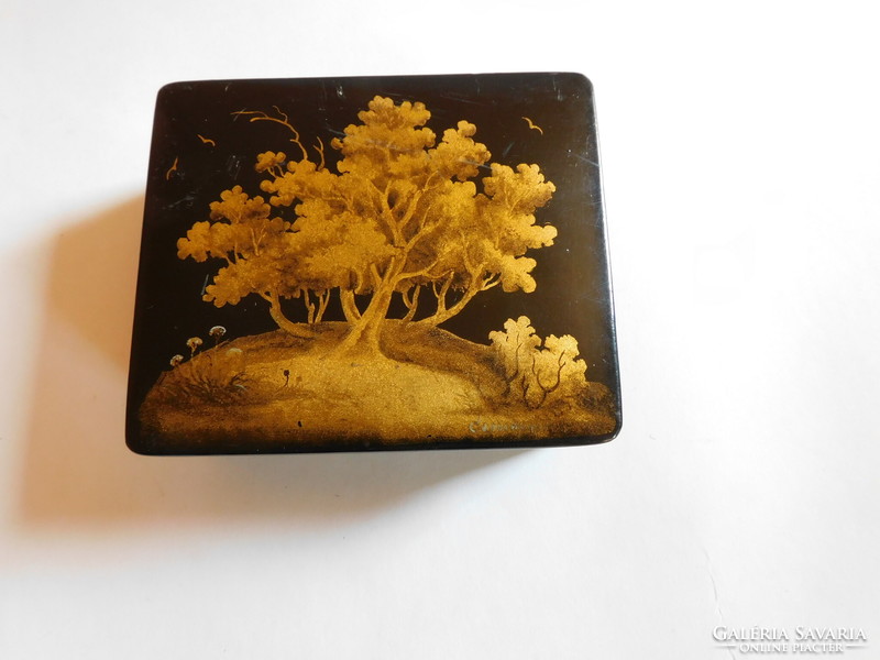 Russian vintage hand painted lacquer box
