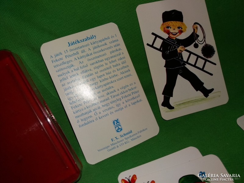 Régi SCHMID játékkártyagyáras KLASSZIKUS MFEKETE PÉTER játék kártya dobozával a képek szerint