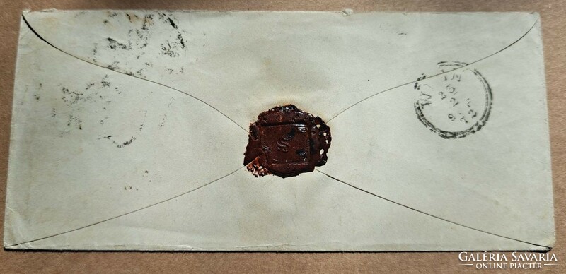Wax-sealed envelope Vienna 1872. With 5 Krajcáros stamps