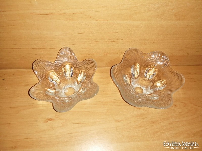 Retro üveg tálka gyertyatartó párban - átm. 12-13 cm (31/d)