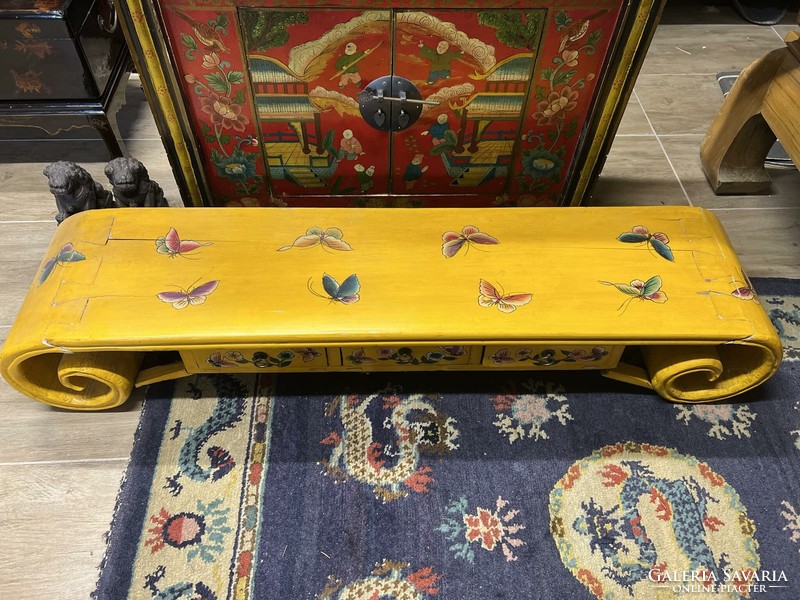 Rare Chinese butterfly un. Scroll tab. Coffee table, bench, oriental, Asian, Japanese