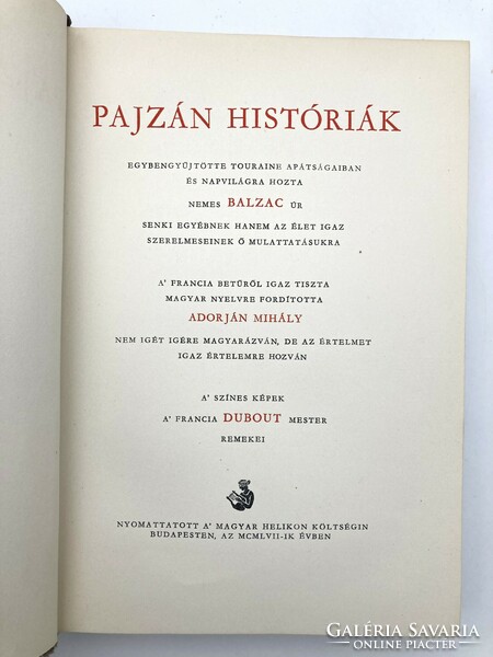 Balzac: Pajzán Históriák - bilblofil jellegű kiadásban, 1957